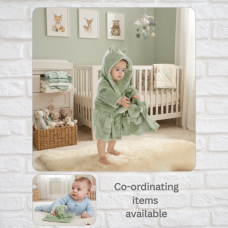 18C851: Baby Sage Hooded Dressing Gown (6-24 Months)